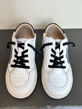 Old Soles Toddler Boy White Star Zipper Leather Sneaker, Size 29, 11.5-12 US